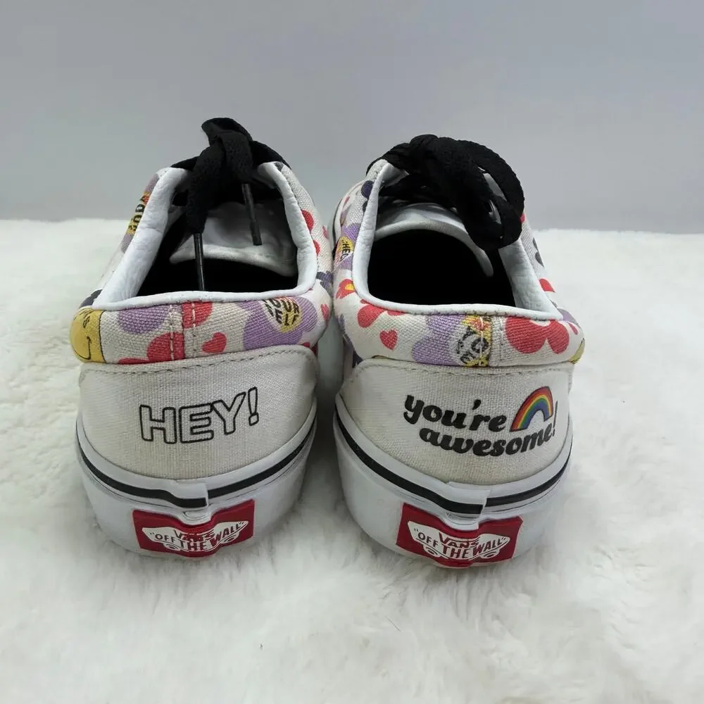 Vans Era Radically Happy Kids Skate Shoes True White Canvas Size 2